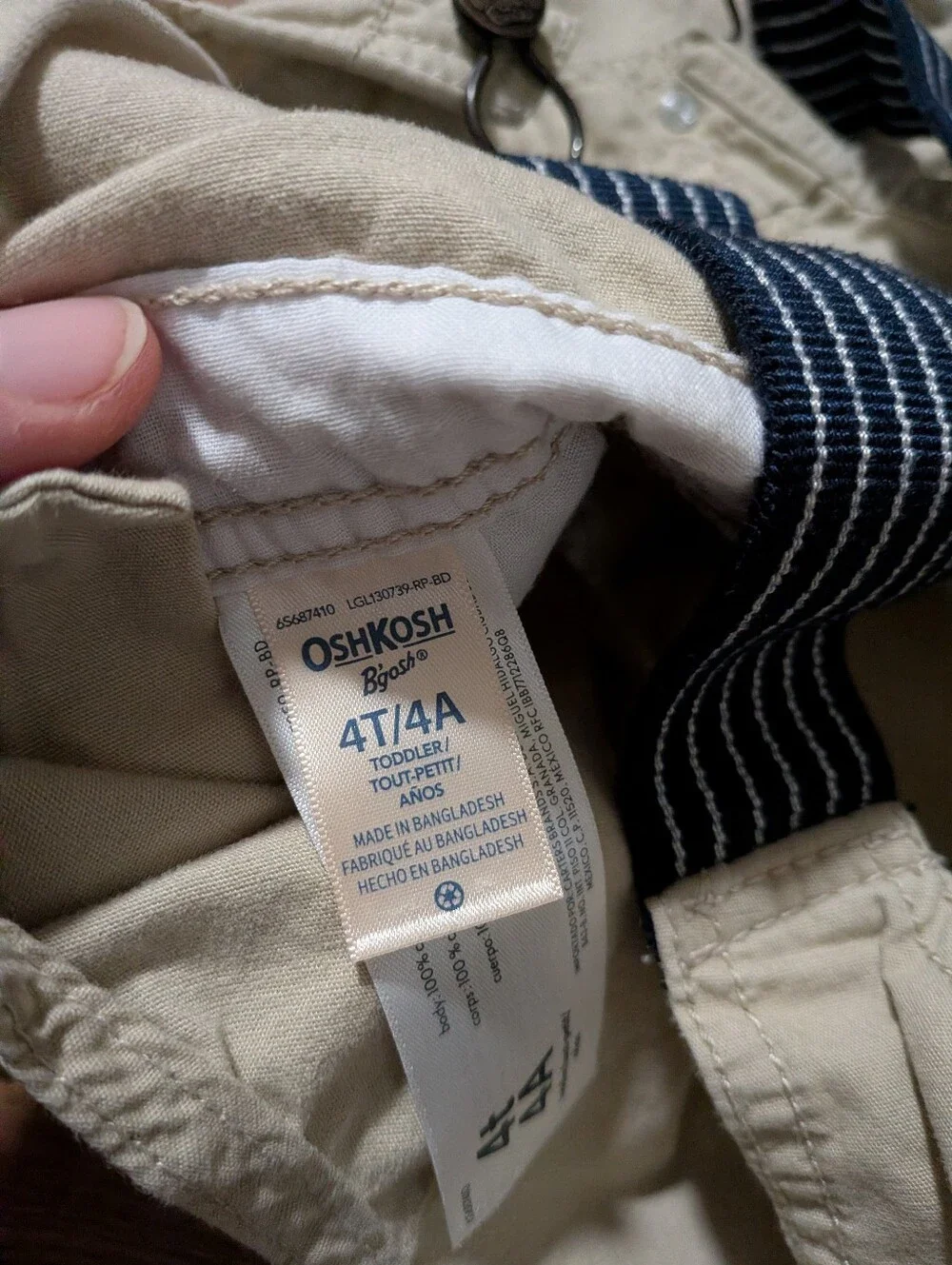 Oshkosh B'Gosh Khaki Vestbak Shortalls 4T
